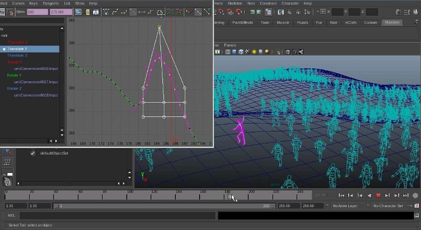 Maya editing after Massive simulation.